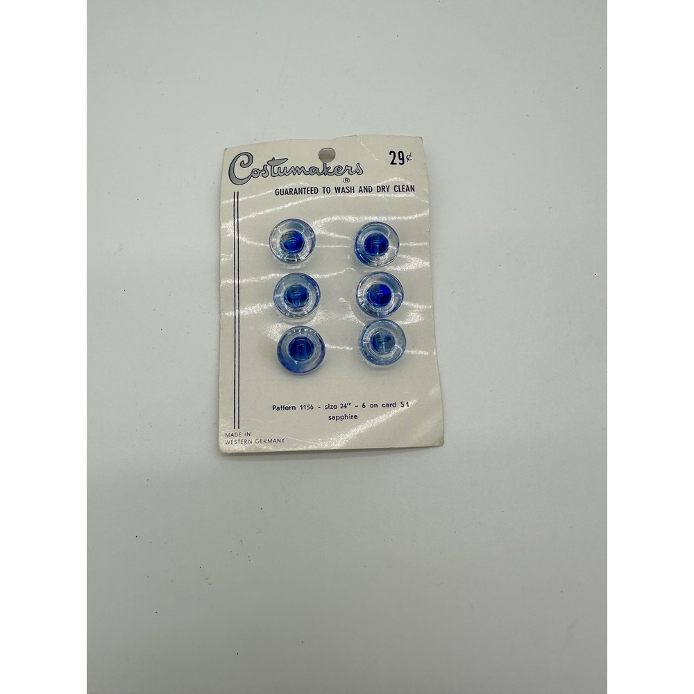 Costumakers Buttons Vintage Sewing Notions Sapphire Blue Size 24"